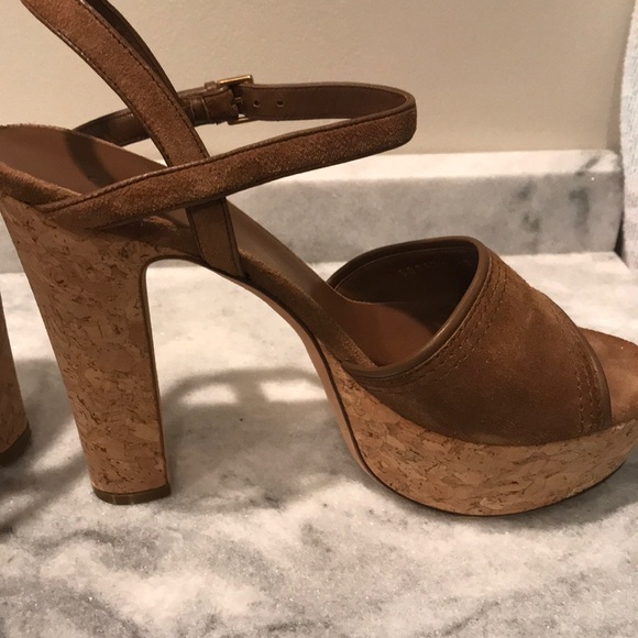 GUCCI Cork Suede Brown Platform Heels NWOB - Picture 13 of 15